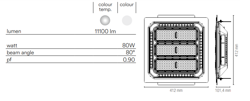 Faro led incasso in alluminio diffusore con lenti in materiale autoestinguente , antiurto e anti-UV luce 4000°k 80W 11100LM ENERGY Faro led incasso in alluminio diffusore con lenti in materiale autoestinguente , antiurto e anti-UV luce 4000°k 80W 11100LM ENERGY